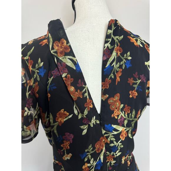 NWT GB Dress Women's Medium Flare Above Knee A-Line Zip Up Black Short Sleeve - Picture 5 of 8